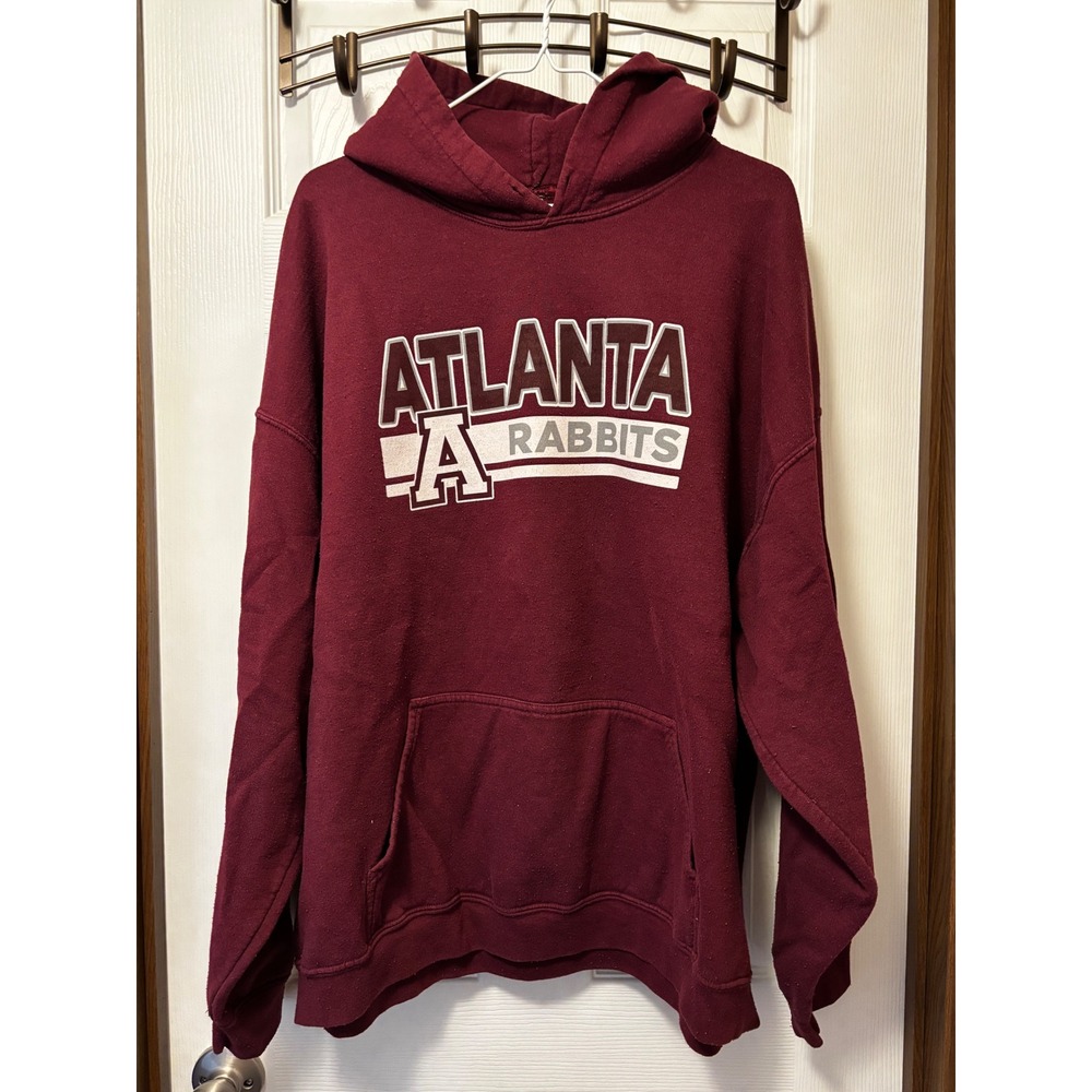 Gildan Heavy Blend Atlanta Rabbits Hoodie Maroon Graphic Sweatshirt Mens 2XL